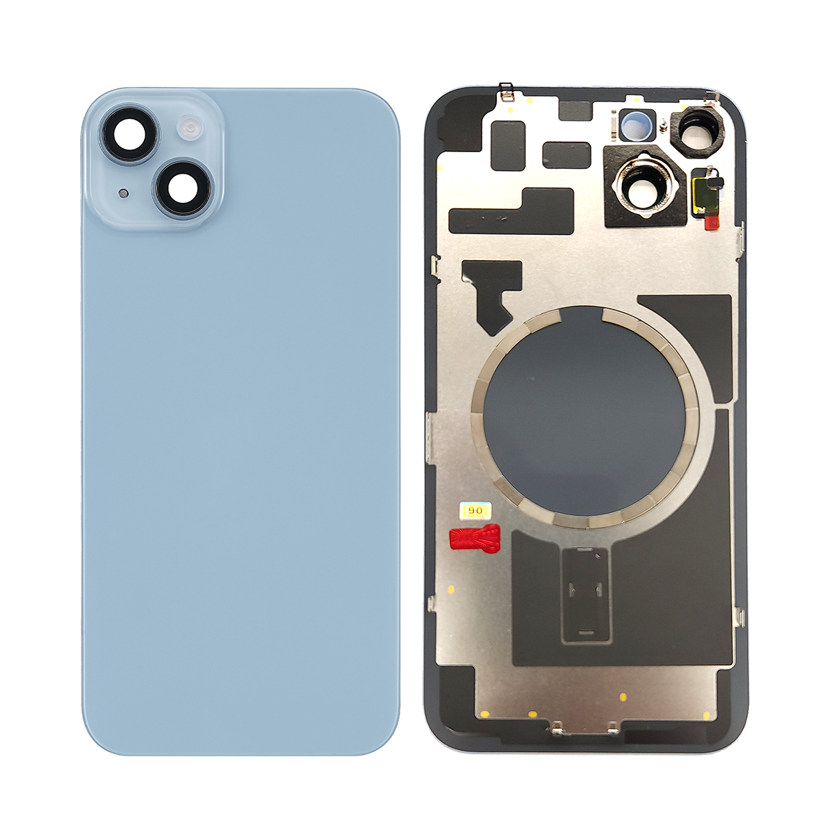 For Apple 14 Plus Verre arrière sans NFC, cadre d'appareil photo agrandi Bleu Compatible