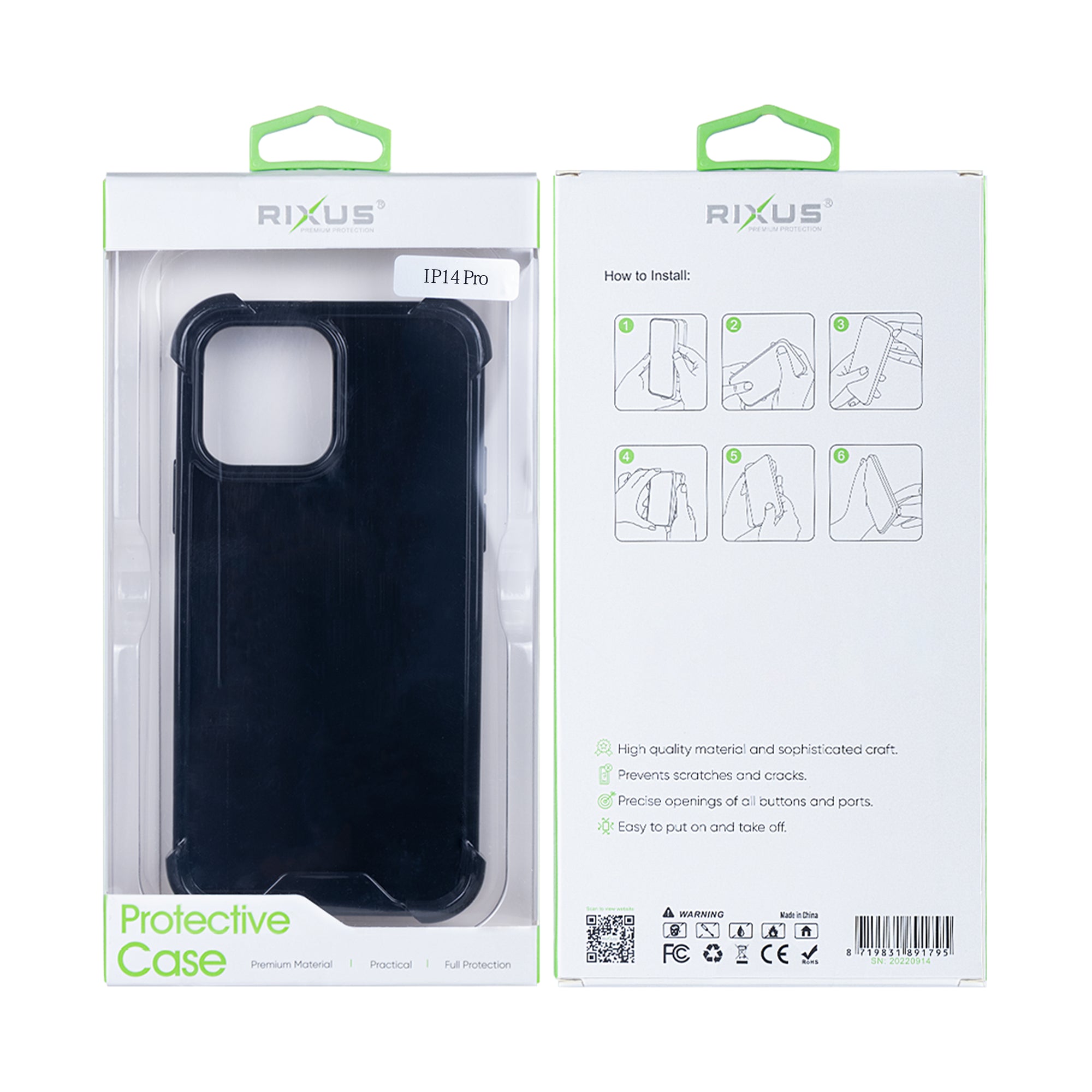 Rixus Anti-Burst Case For Apple iPhone 14 Pro Noir