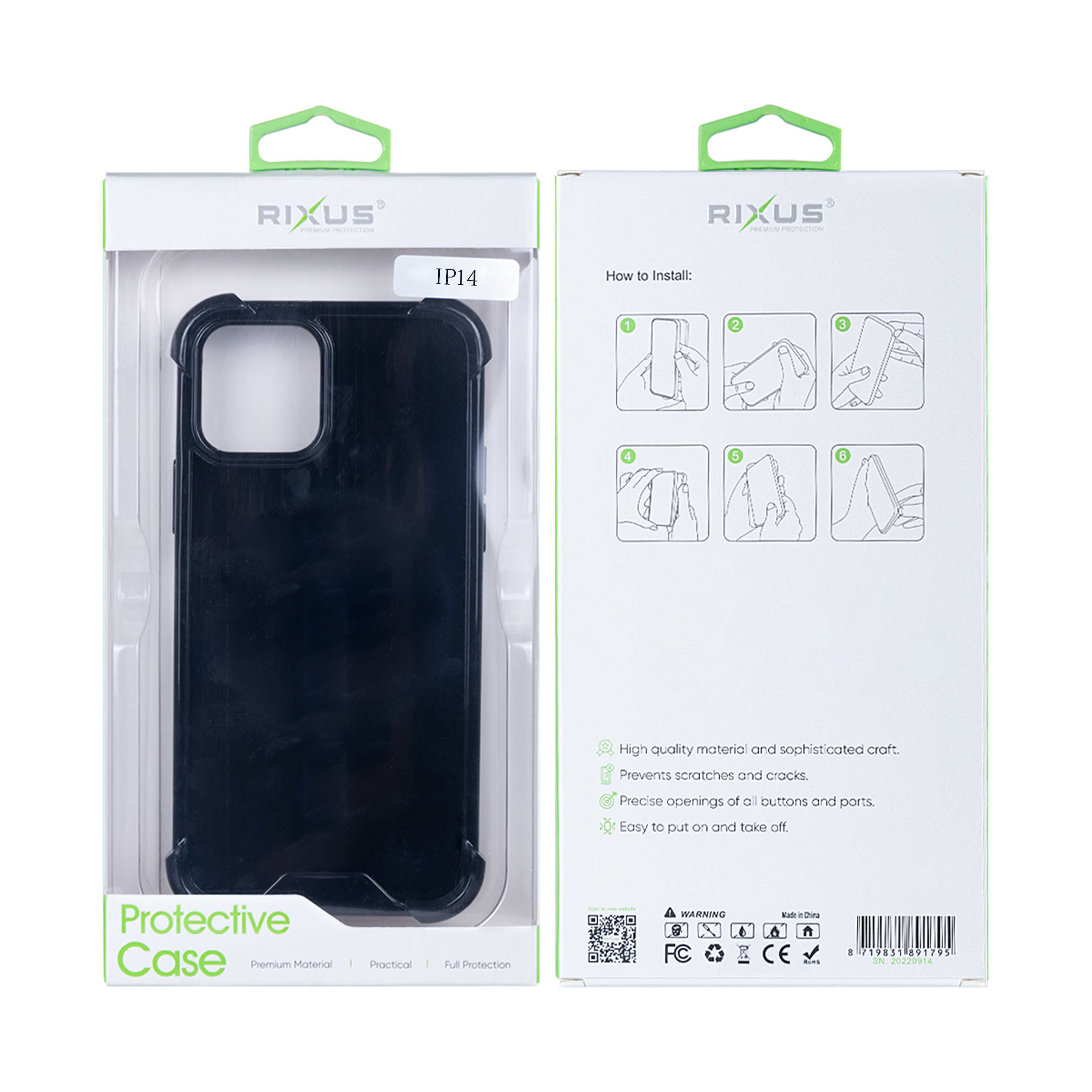 Rixus Anti-Burst Case For Apple iPhone 14 Noir