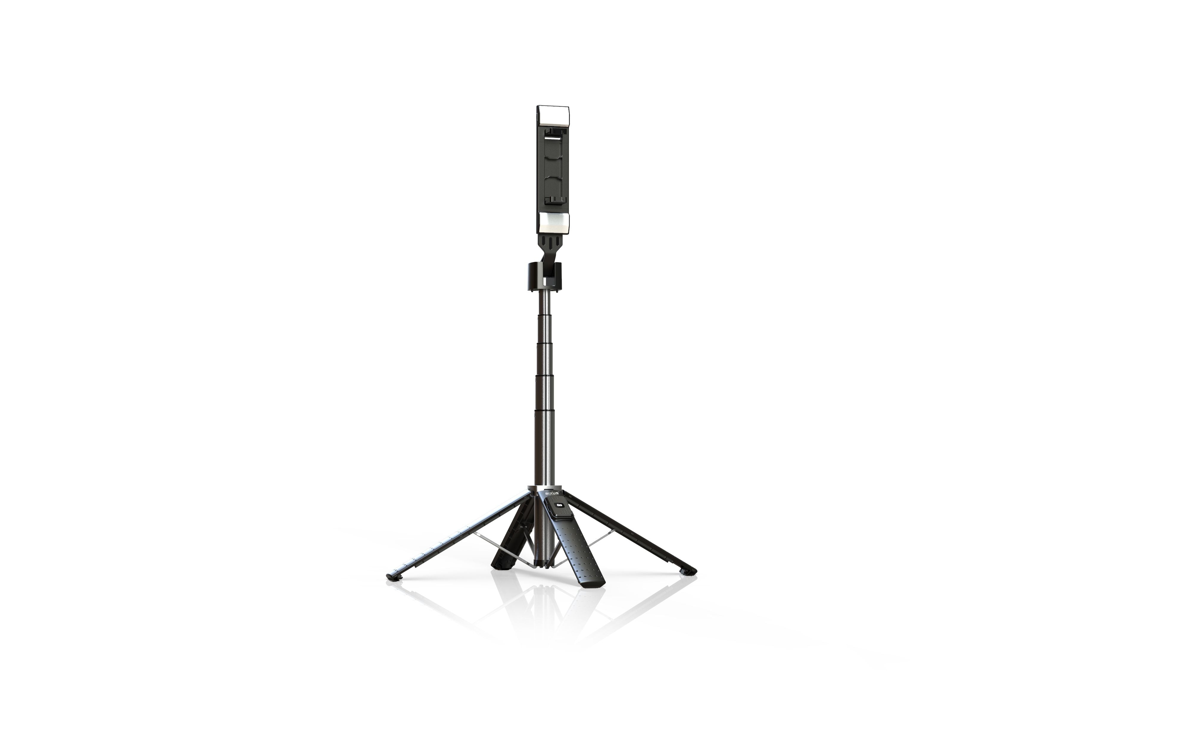 Rixus RXSF08 Bâton de selfie en aluminium avec double éclairage LED noir