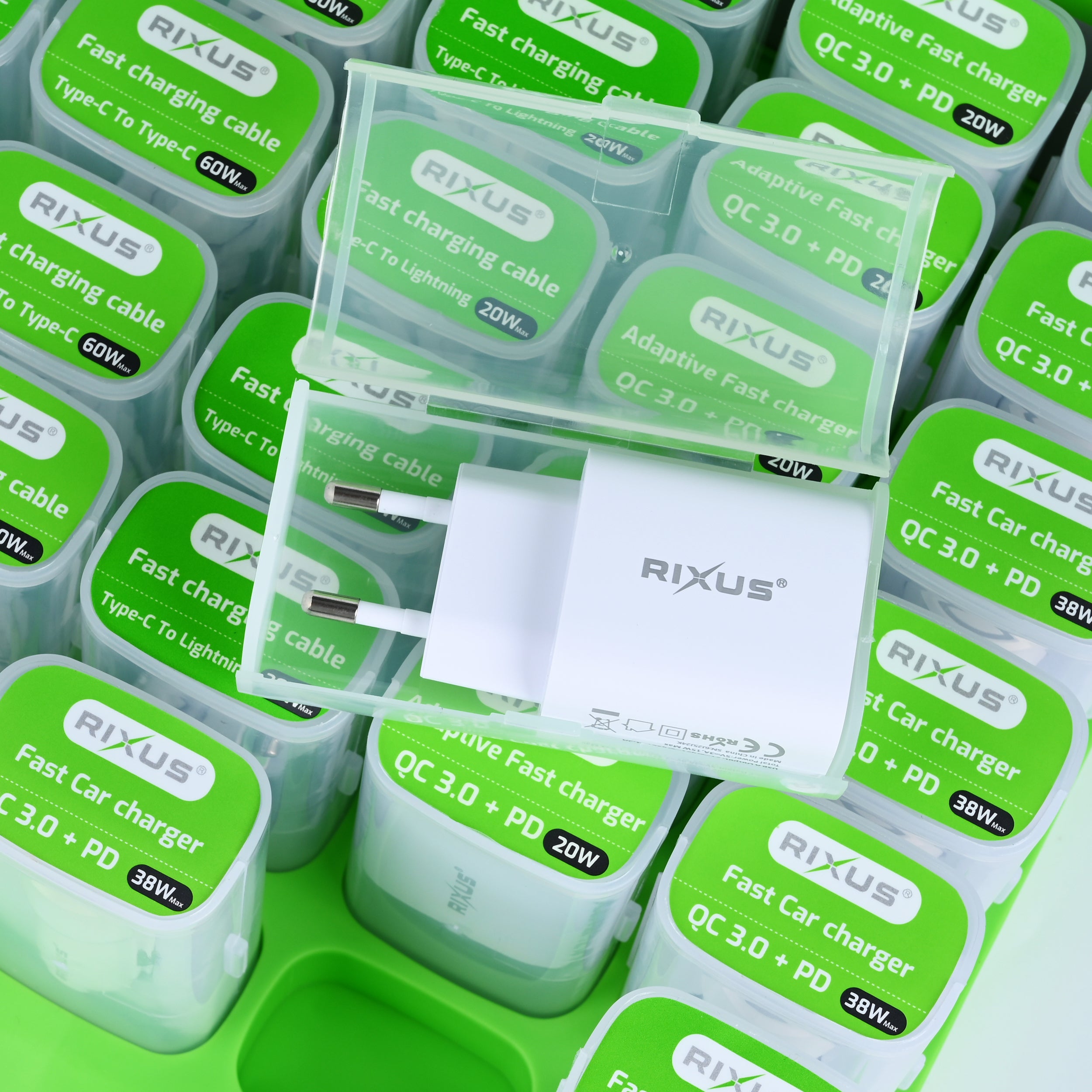 Rixus RXDS01 Counter Display Stand With Cables And Chargers (en anglais)