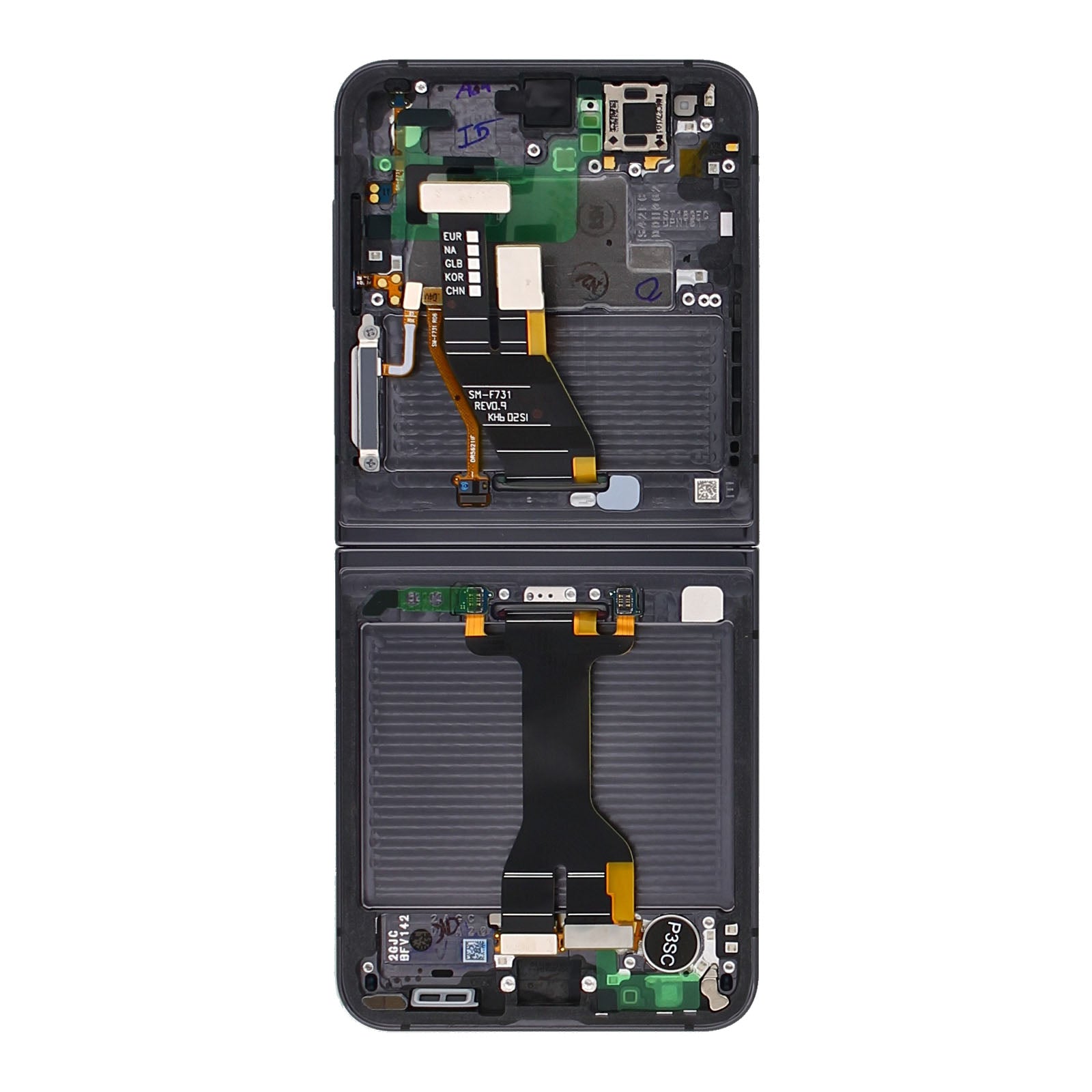Samsung Galaxy Z Flip5 F731B Écran principal et numériseur avec cadre Graphite Service Pack
