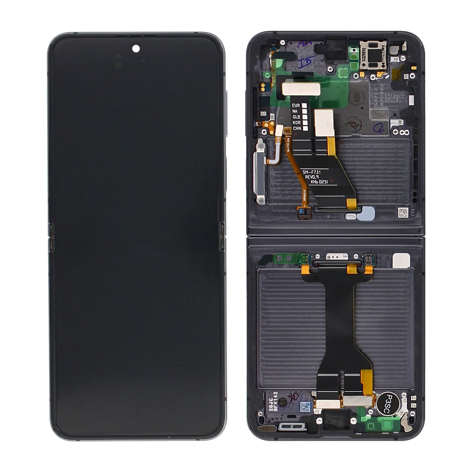 Samsung Galaxy Z Flip5 F731B Écran principal et numériseur avec cadre Graphite Service Pack