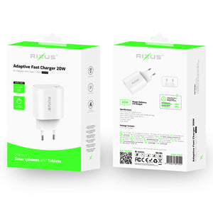 Rixus RX209 Chargeur rapide adaptatif USB-C 20W Blanc