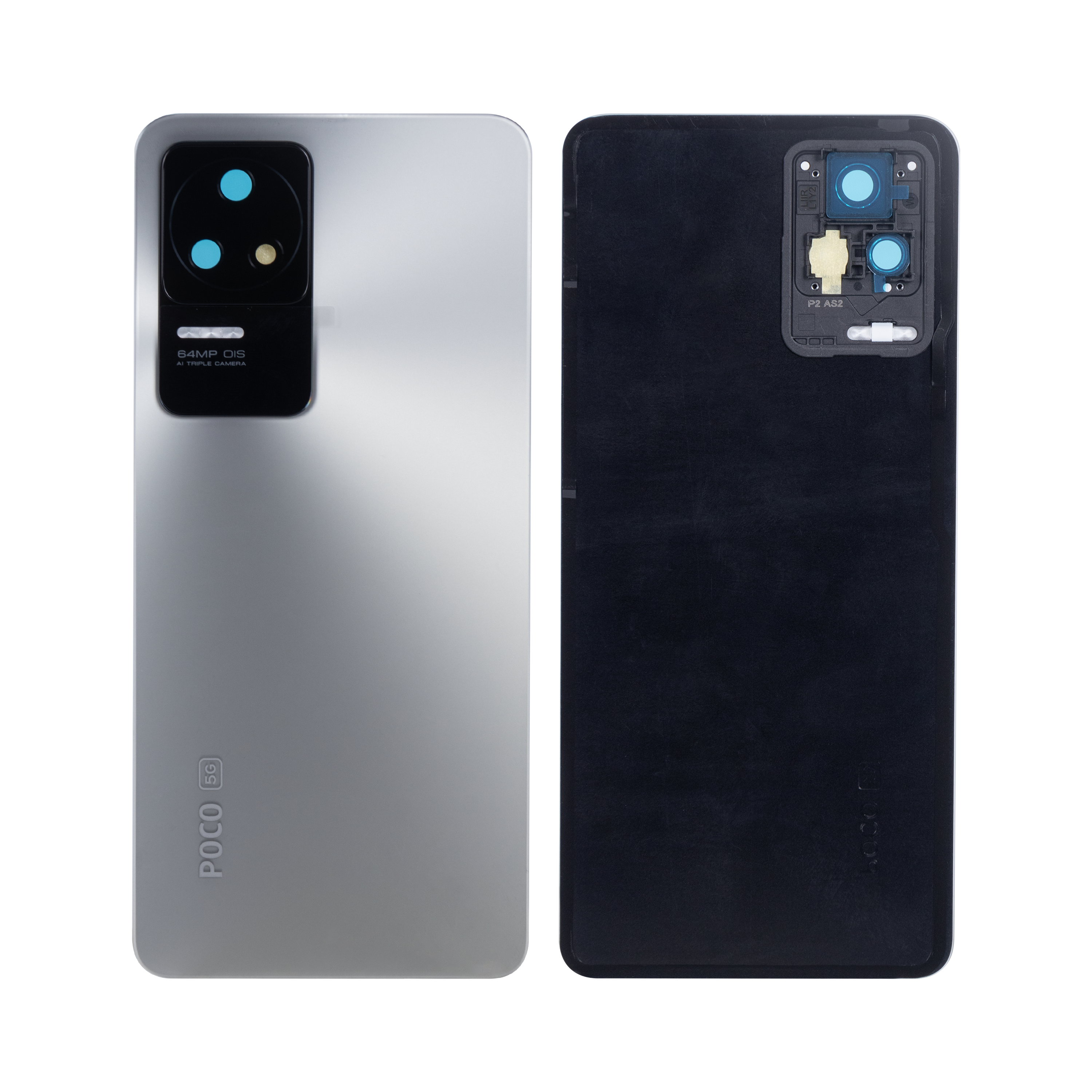 Coque arrière Xiaomi Poco F4 5G avec objectif, couleur argent clair de lune, OEM