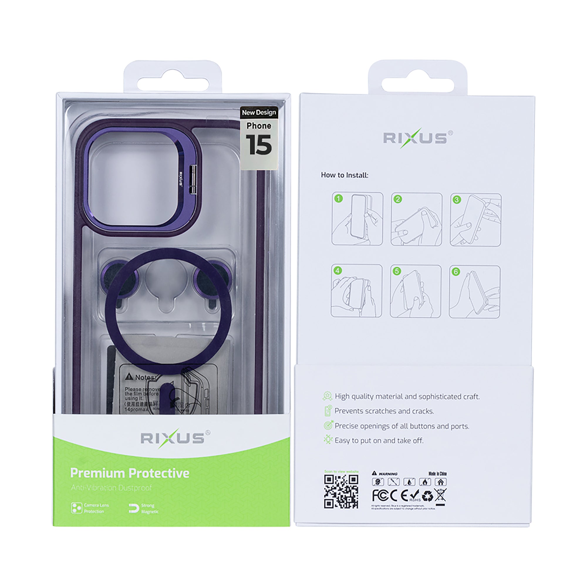 Rixus Classic 03 Case With MagSafe Compatible For Apple iPhone 15 Deep Purple