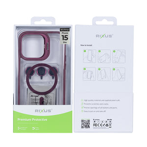 Rixus Classic 03 Case With MagSafe Compatible For Apple iPhone 15 Pro Dark Pink
