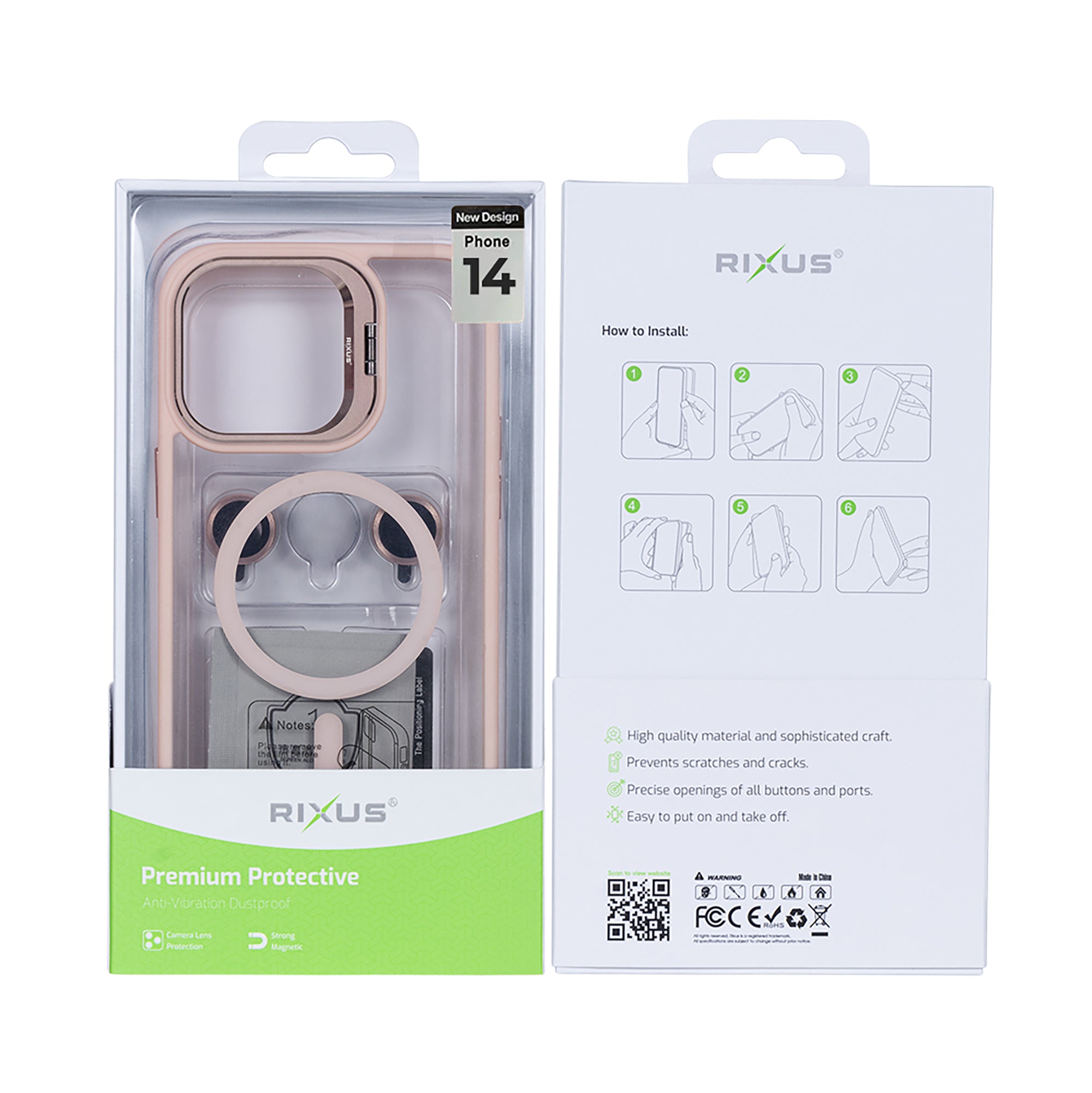Rixus Classic 03 Case With MagSafe Compatible For Apple iPhone 14 Light Pink
