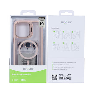 Rixus Classic 03 Case With MagSafe Compatible For Apple iPhone 14 Pro Light Pink