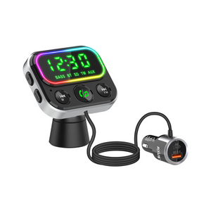 Rixus RXBT55 Transmetteur FM Bluetooth 2 en 1 et adaptateur pour voiture Noir
