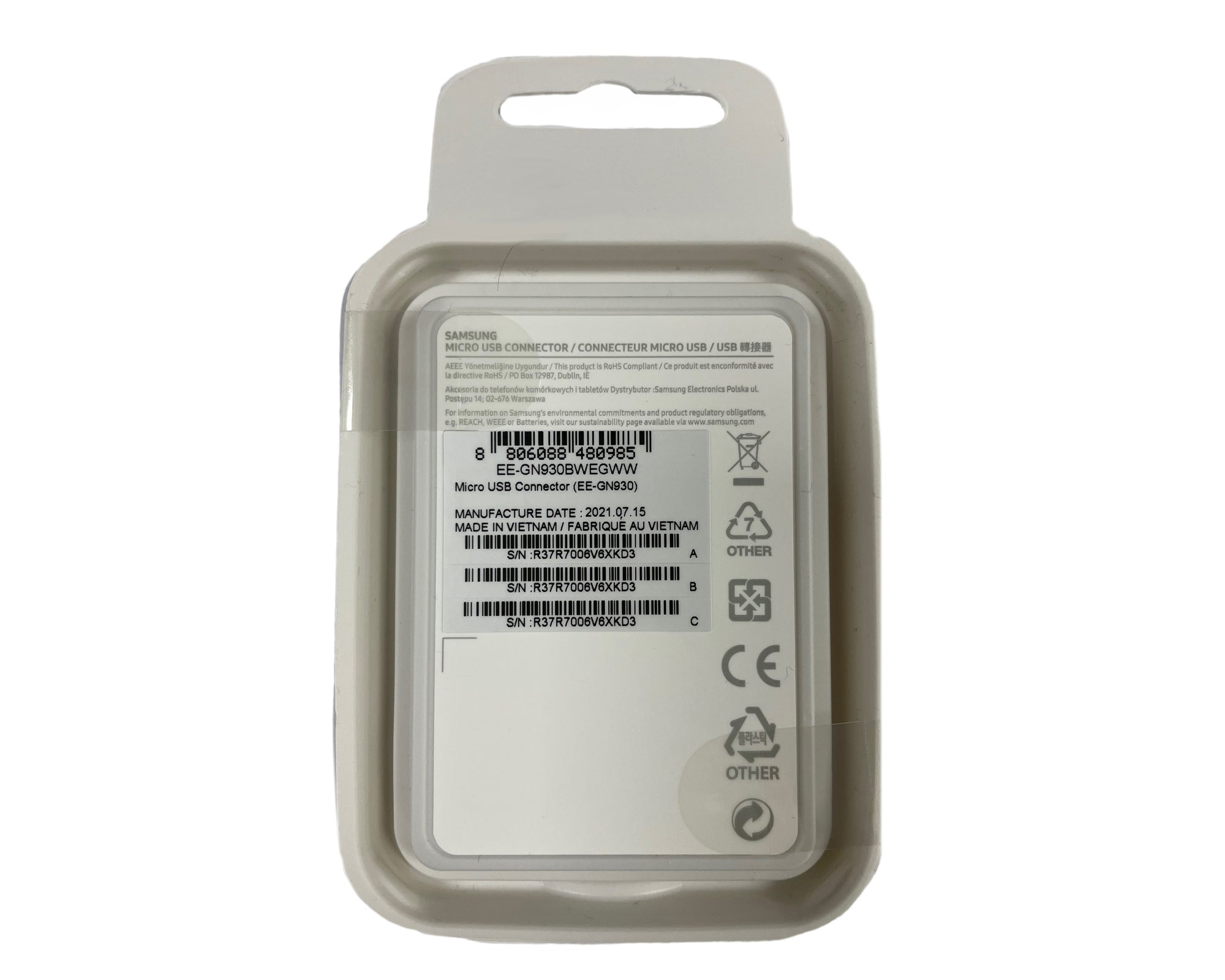 Adaptateur Samsung EE-GN930BWEGWW USB-C vers Micro USB Connecteur Blanc
