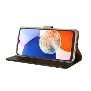Rixus Bookcase Pour Samsung Galaxy A14 5G Noir