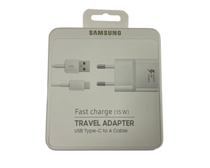 Samsung Fast Charger USB-A 15W With USB-A To USB-C Cable White Original Retail Box