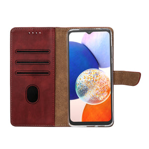 Rixus Bookcase pour Samsung Galaxy A14 5G Rouge foncé