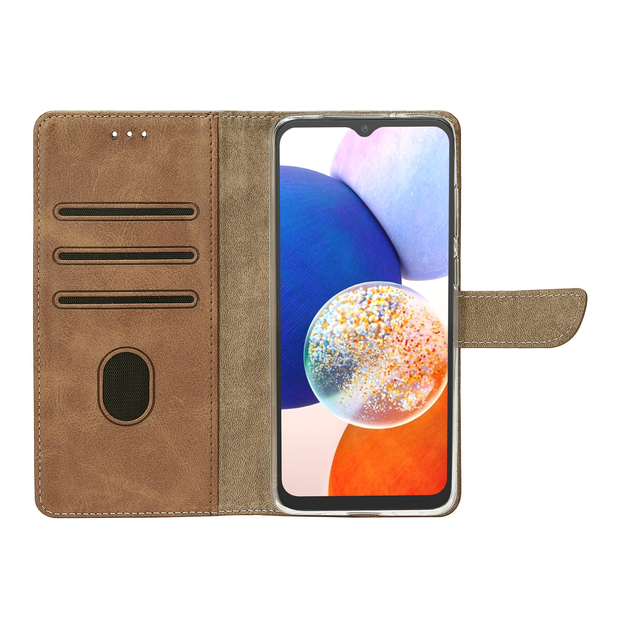 Bibliothèque Rixus pour Samsung Galaxy A14 5G Light Brown