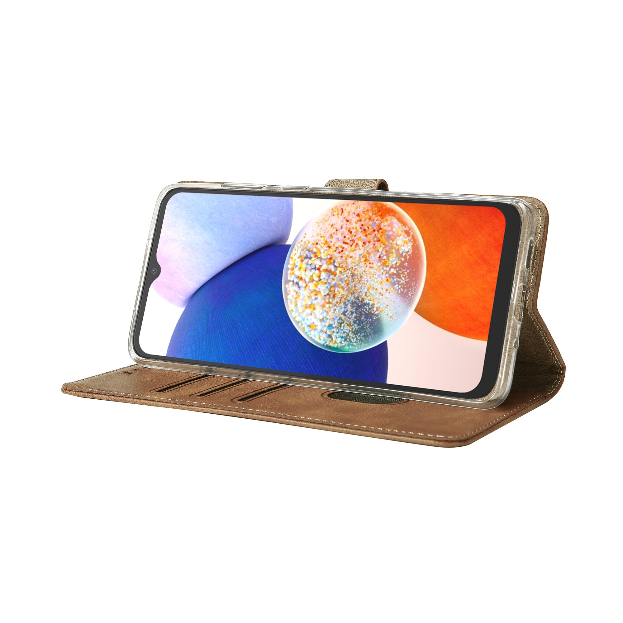Bibliothèque Rixus pour Samsung Galaxy A14 5G Light Brown