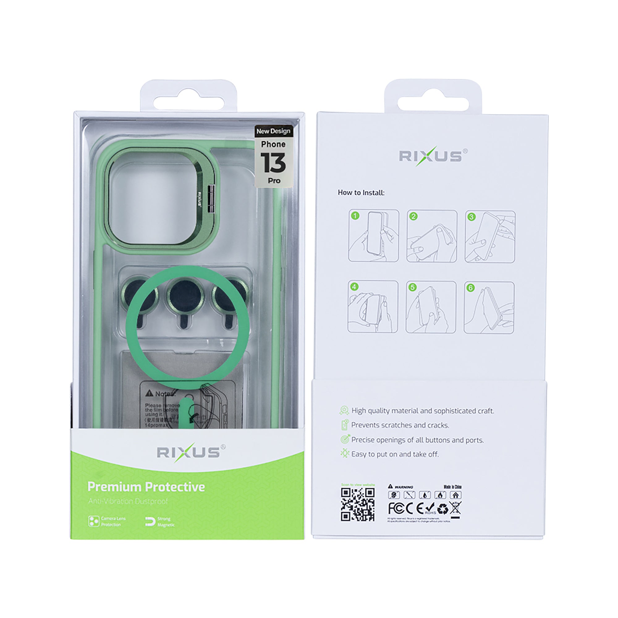 Rixus Classic 03 Case With MagSafe Compatible For Apple iPhone 13 Pro Light Green