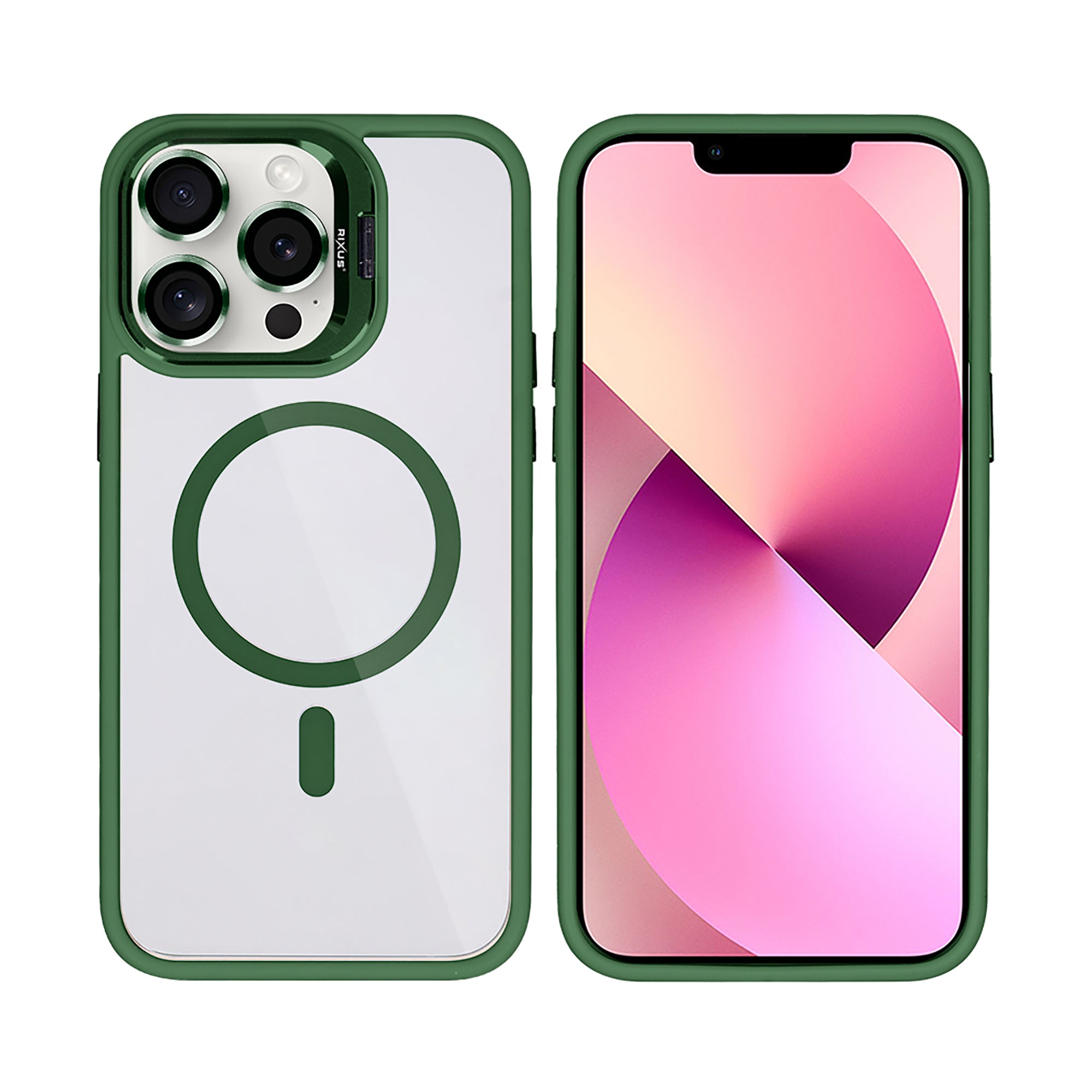 Rixus Classic 03 Case With MagSafe Compatible For Apple iPhone 13 Pro Max Dark Green