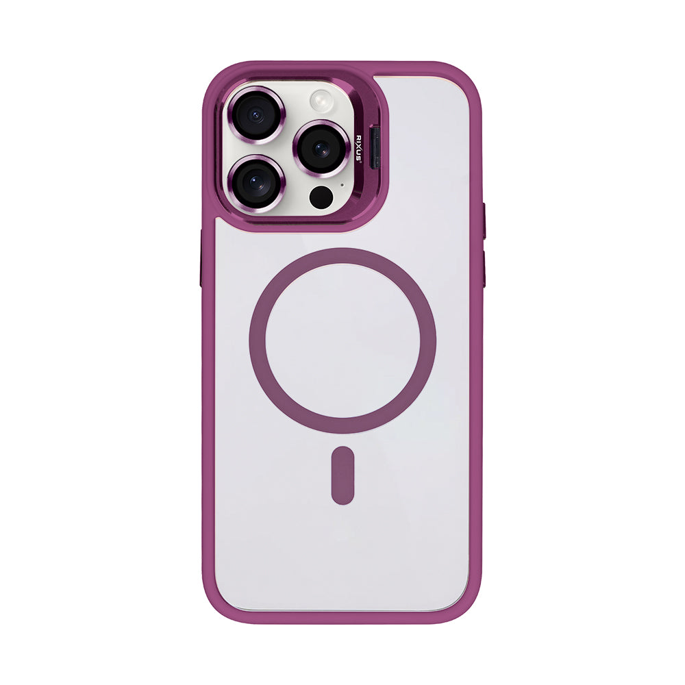 Rixus Classic 03 Case With MagSafe Compatible For Apple iPhone 12 Pro Max Dark Pink