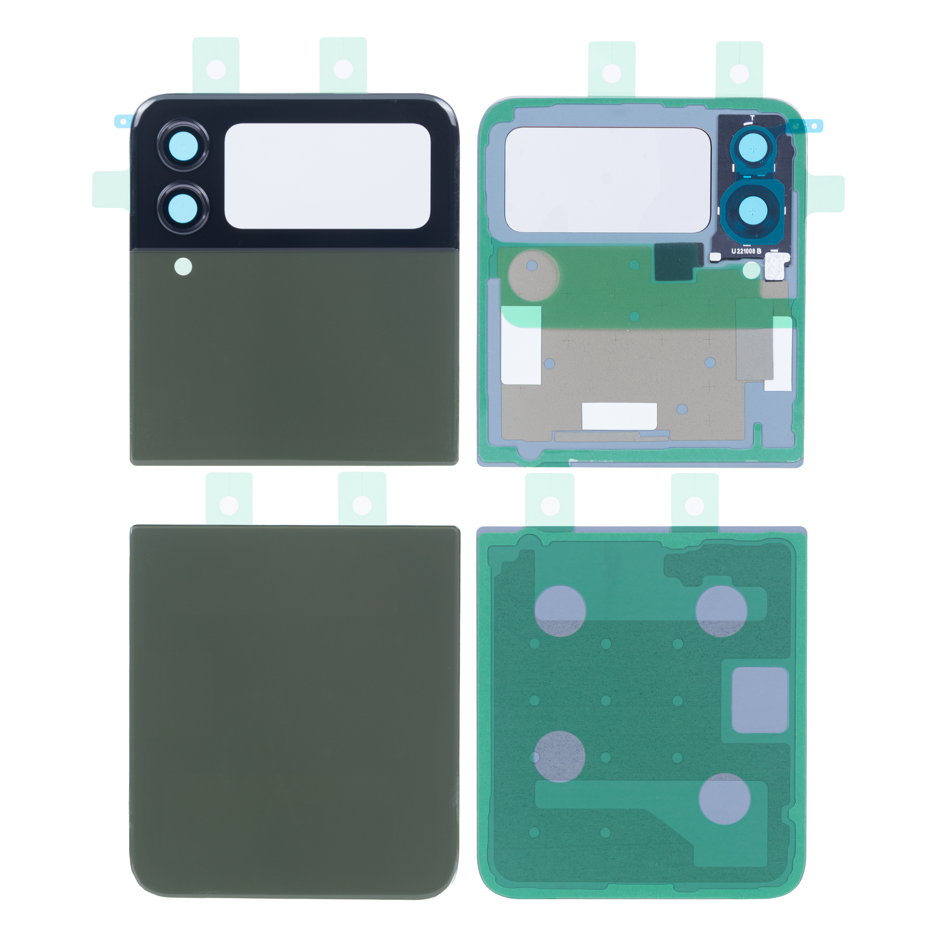 Coque arrière Samsung Galaxy Z Flip4 5G F721B avec objectif kaki OEM