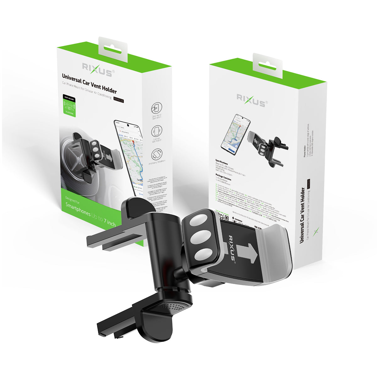 Rixus RXHW28 Support universel pour bouches d'aération de voiture noir