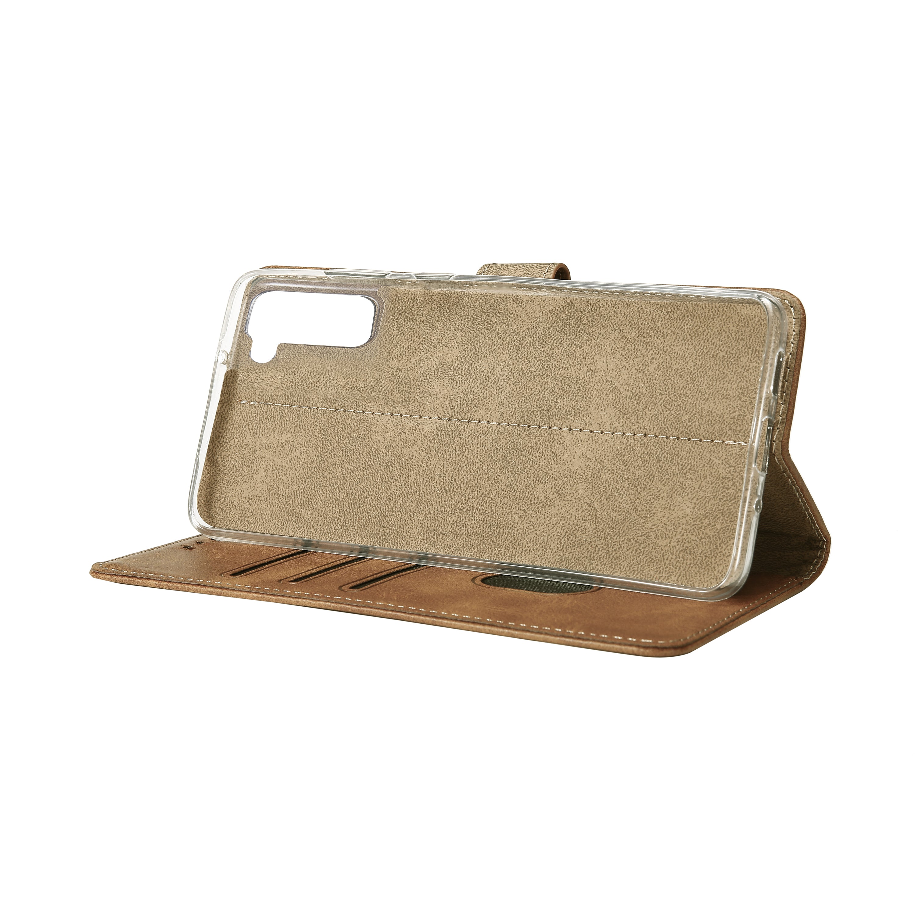 Bibliothèque Rixus pour Samsung Galaxy S21 Marron clair