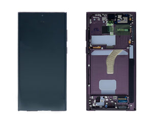 Samsung Galaxy S22 Ultra S908B Écran et numériseur avec cadre Bourgogne Service Pack