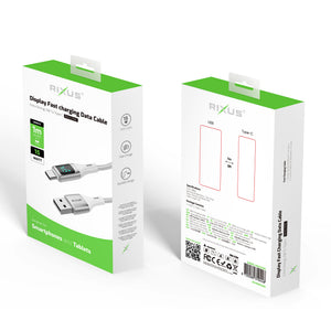 Rixus RXUC29AC Câble tressé USB-A vers USB-C avec affichage LED Blanc
