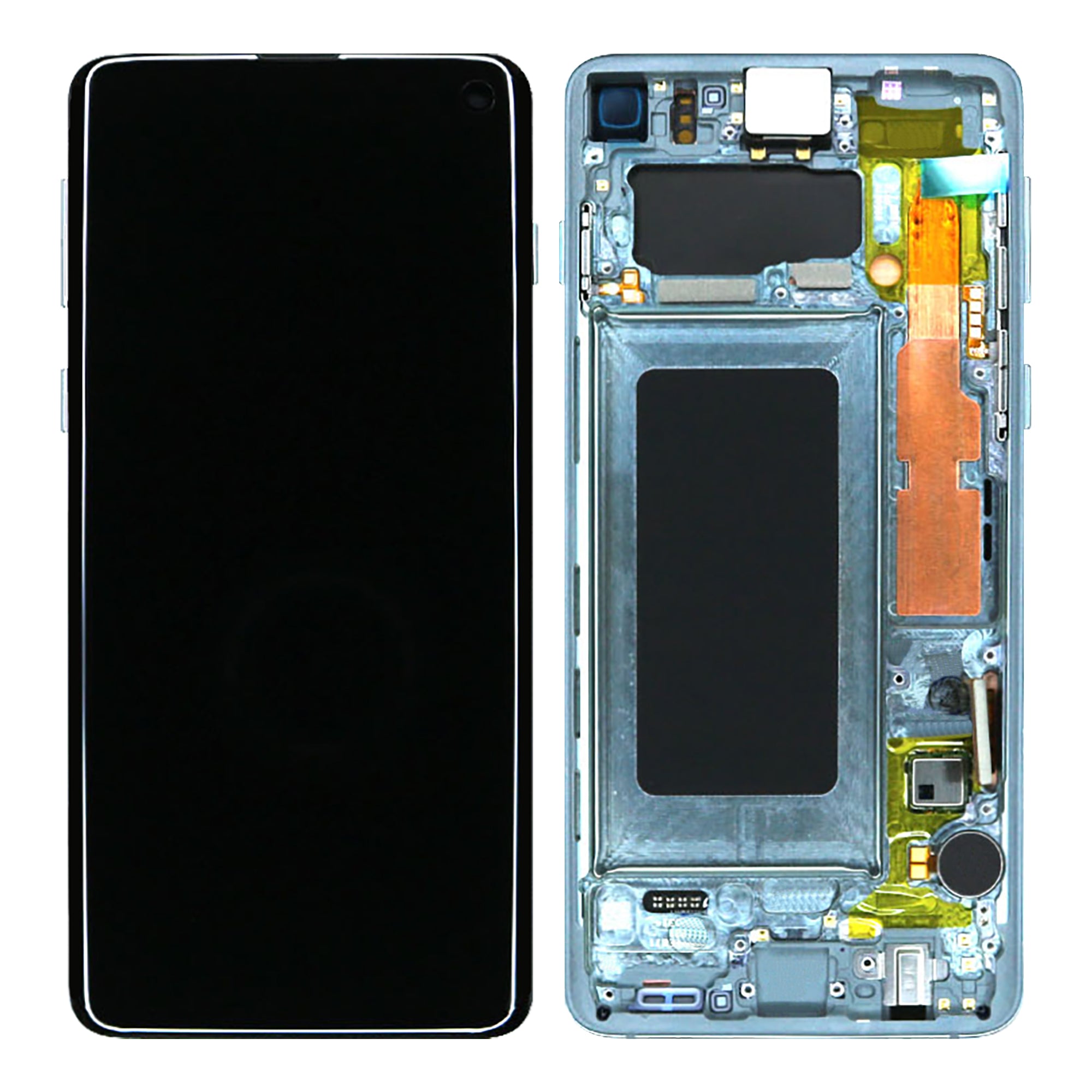 Écran et numériseur Samsung Galaxy S10 G973F avec cadre Prism Green Service Pack