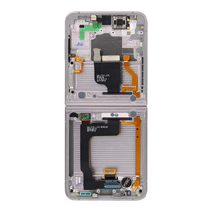 Samsung Galaxy Z Flip4 5G F721B Écran principal et numériseur avec cadre blanc Service Pack