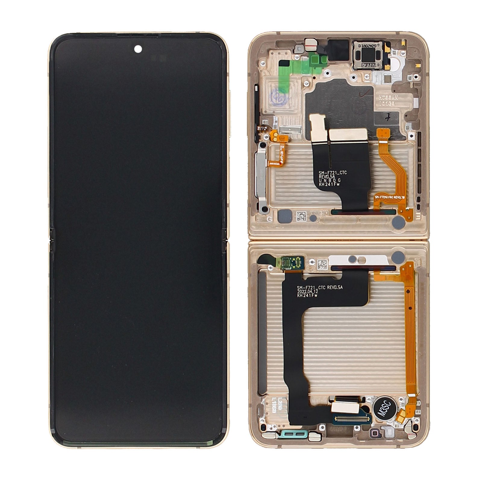Samsung Galaxy Z Flip4 5G F721B Écran principal et numériseur avec cadre jaune Service Pack