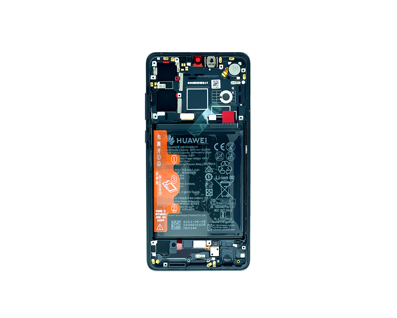 Huawei P30 New Version Display And Digitizer With Frame Black Service Pack