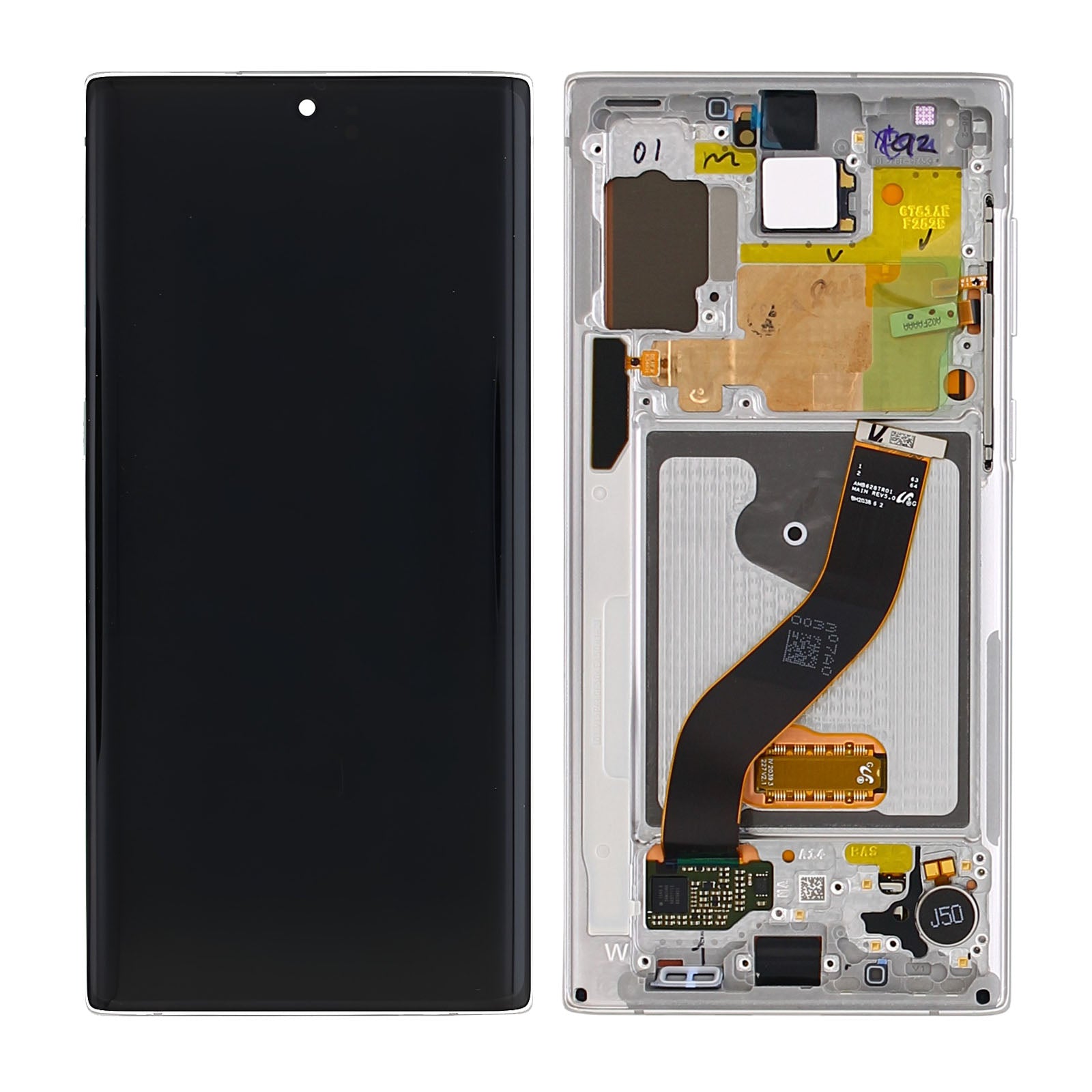 Samsung Galaxy Note 10 N970F Écran et numériseur avec cadre Aura White Service Pack