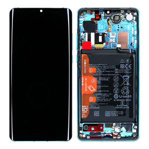 Huawei P30 Pro (2019), P30 Pro New Edition (2020) Écran et numériseur avec cadre et batterie Aurora Blue Service Pack