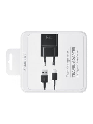 Samsung Fast Charger With USB-A To USB-C Cable 100cm 15W Black Original Retail Box