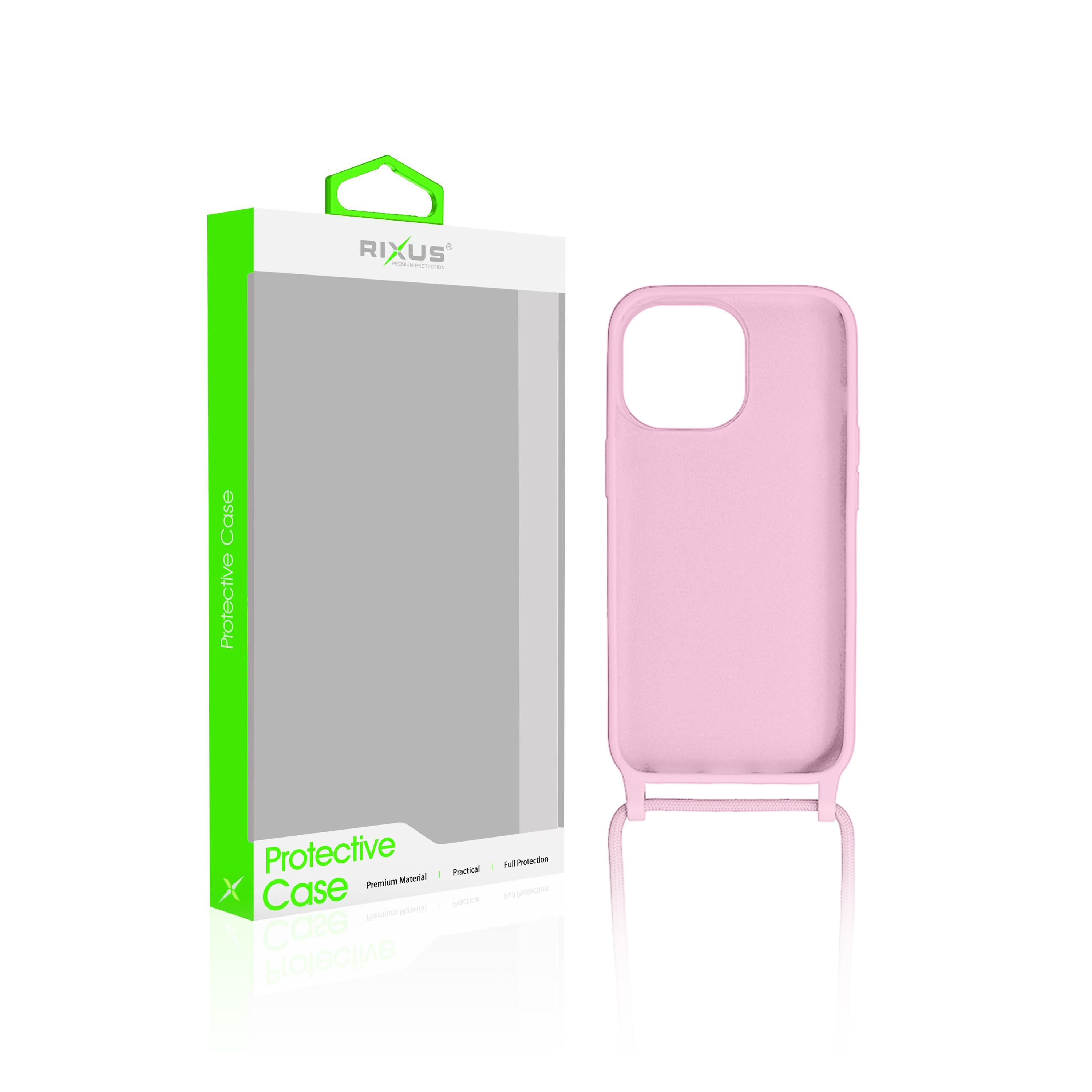 Rixus TPU Necklace Cord Cover For Apple iPhone 15 Rose