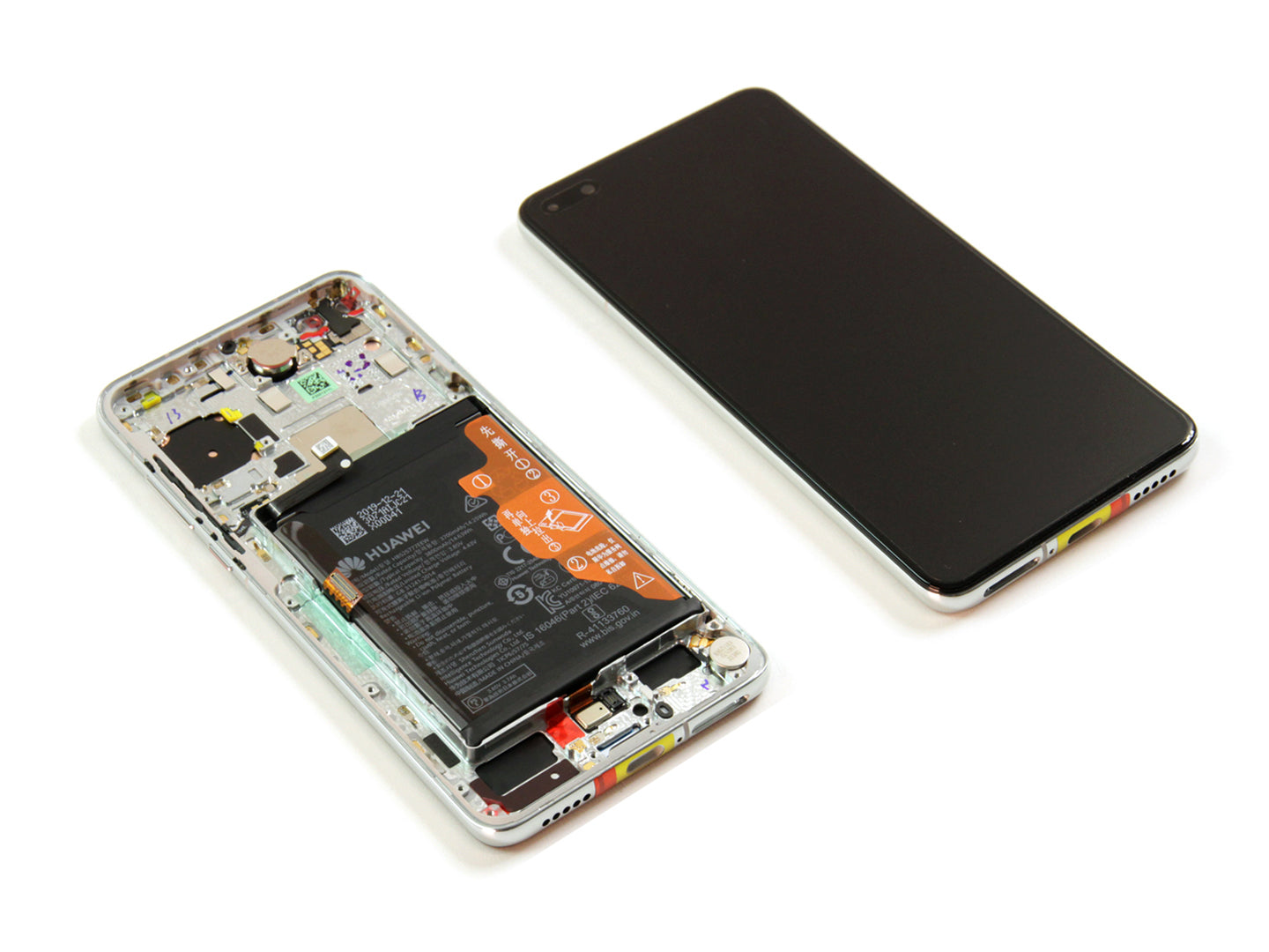 Écran et numériseur Huawei P40 avec cadre blanc glacier Service Pack