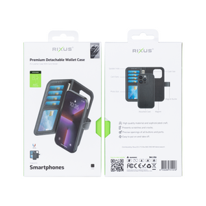 Rixus Duo Portefeuille magnétique détachable pour Samsung Galaxy S24 Plus Noir