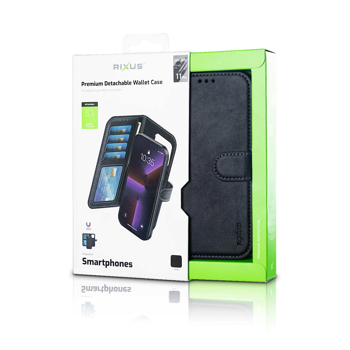 Rixus Duo Portefeuille magnétique détachable For Apple iPhone 11 Pro Noir