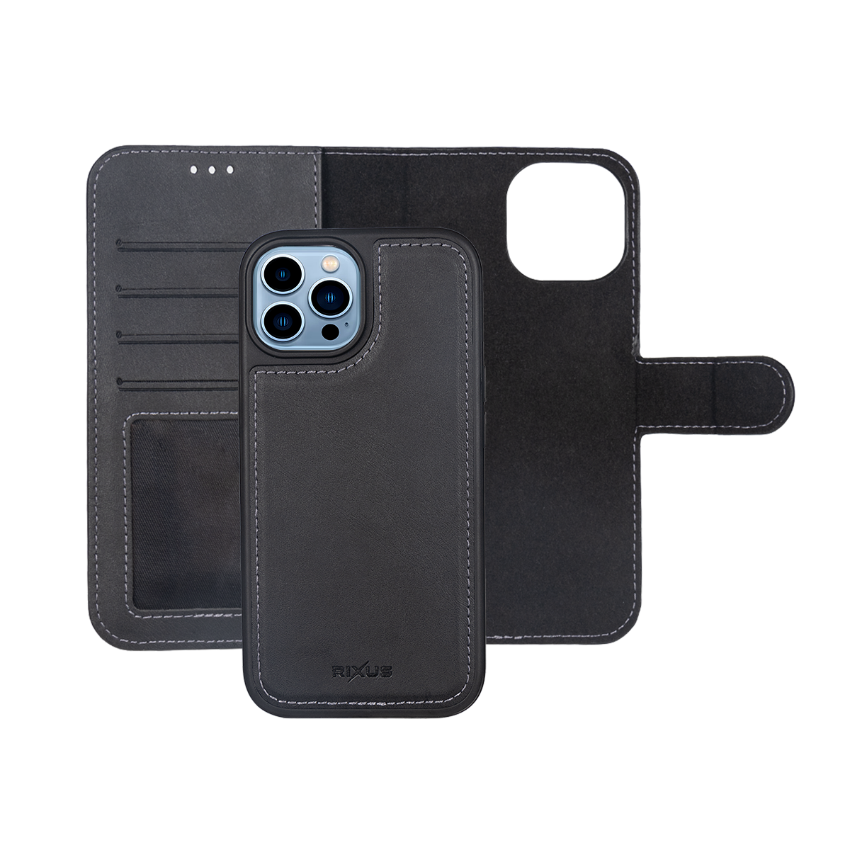 Rixus Duo Portefeuille magnétique détachable For Apple iPhone 13 Pro Max Noir