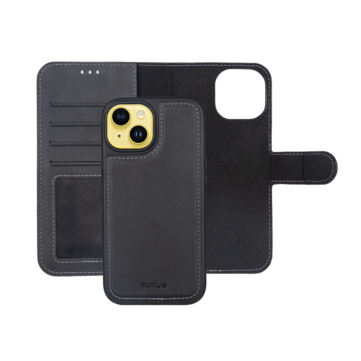Rixus Duo Portefeuille magnétique détachable For Apple iPhone 14 Noir