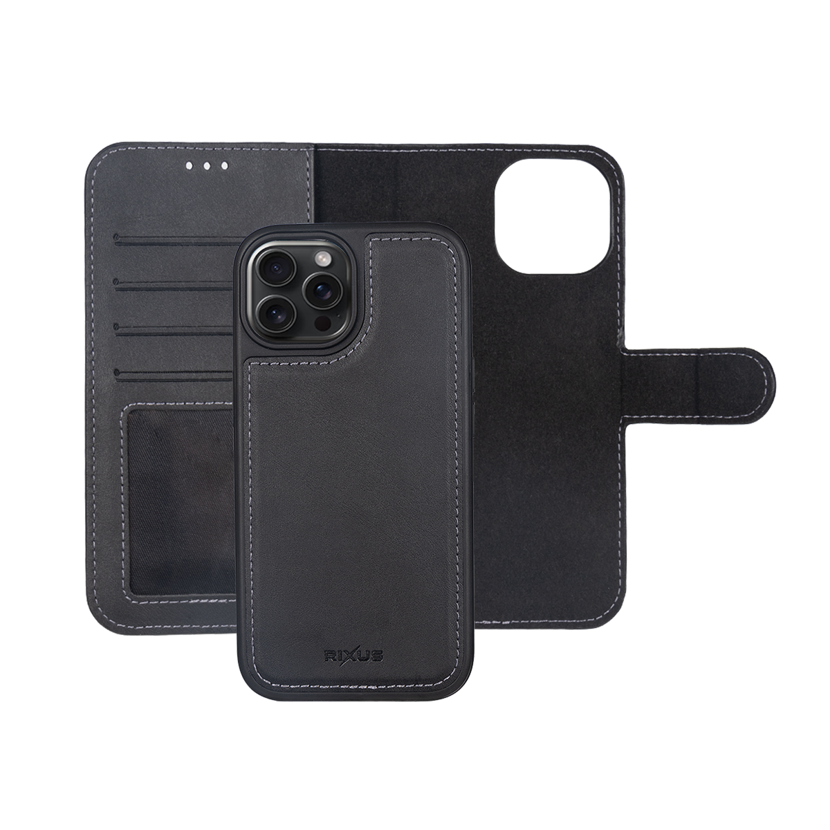 Rixus Duo Portefeuille magnétique détachable For Apple iPhone 14 Pro Noir