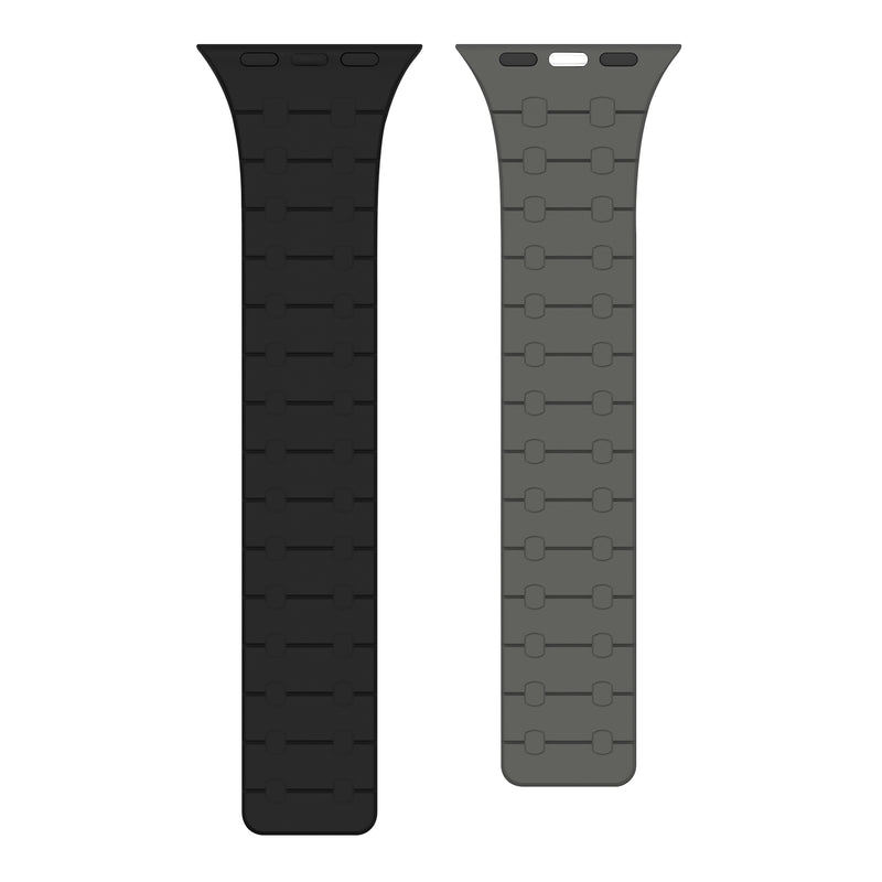 Rixus Bracelet silicone magnétique For Apple Watch 42mm, 44mm, 45mm, 49mm Noir et Gris