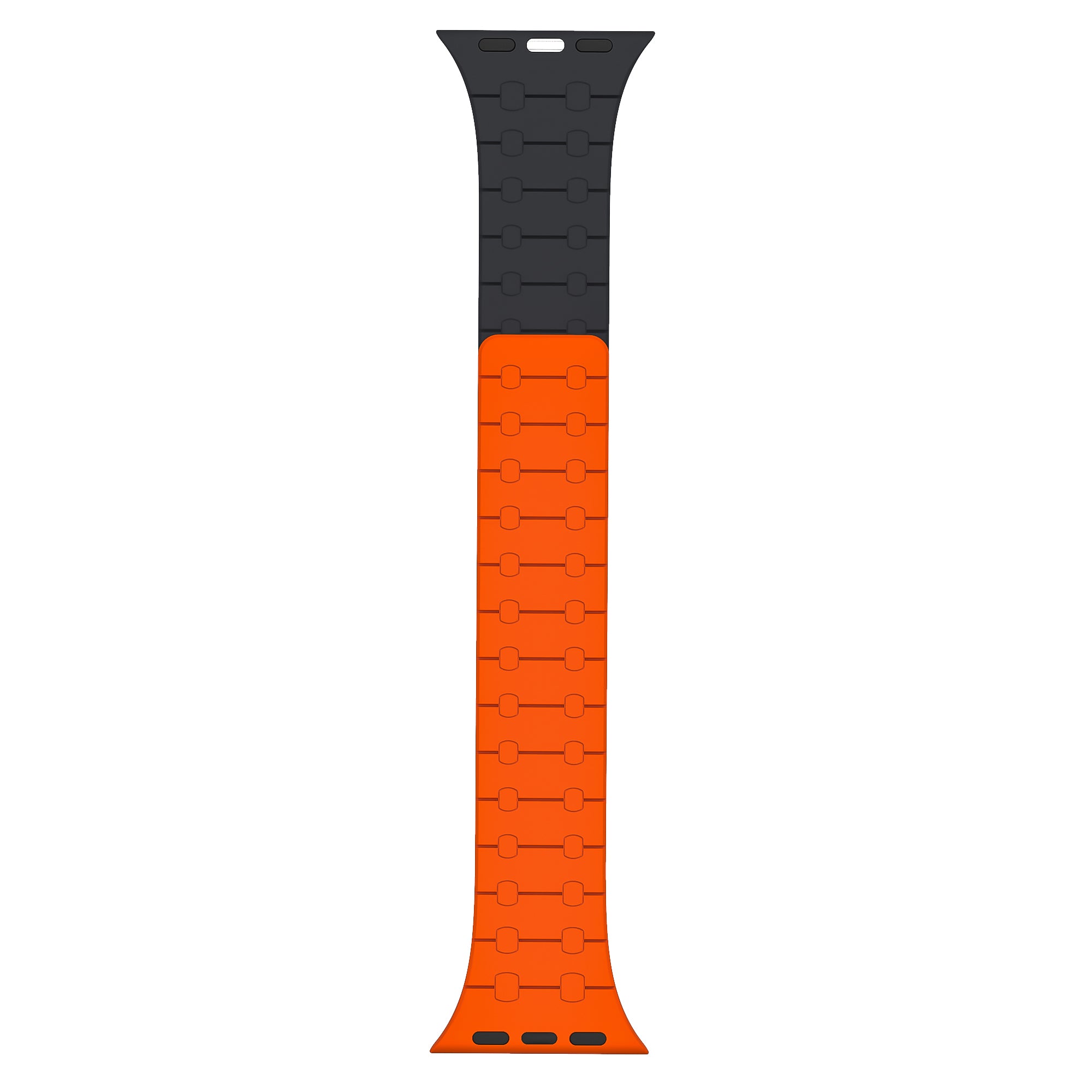 Bandeau magnétique en silicone For Apple Watch 42mm, 44mm, 45mm, 49mm Orange et Midnight