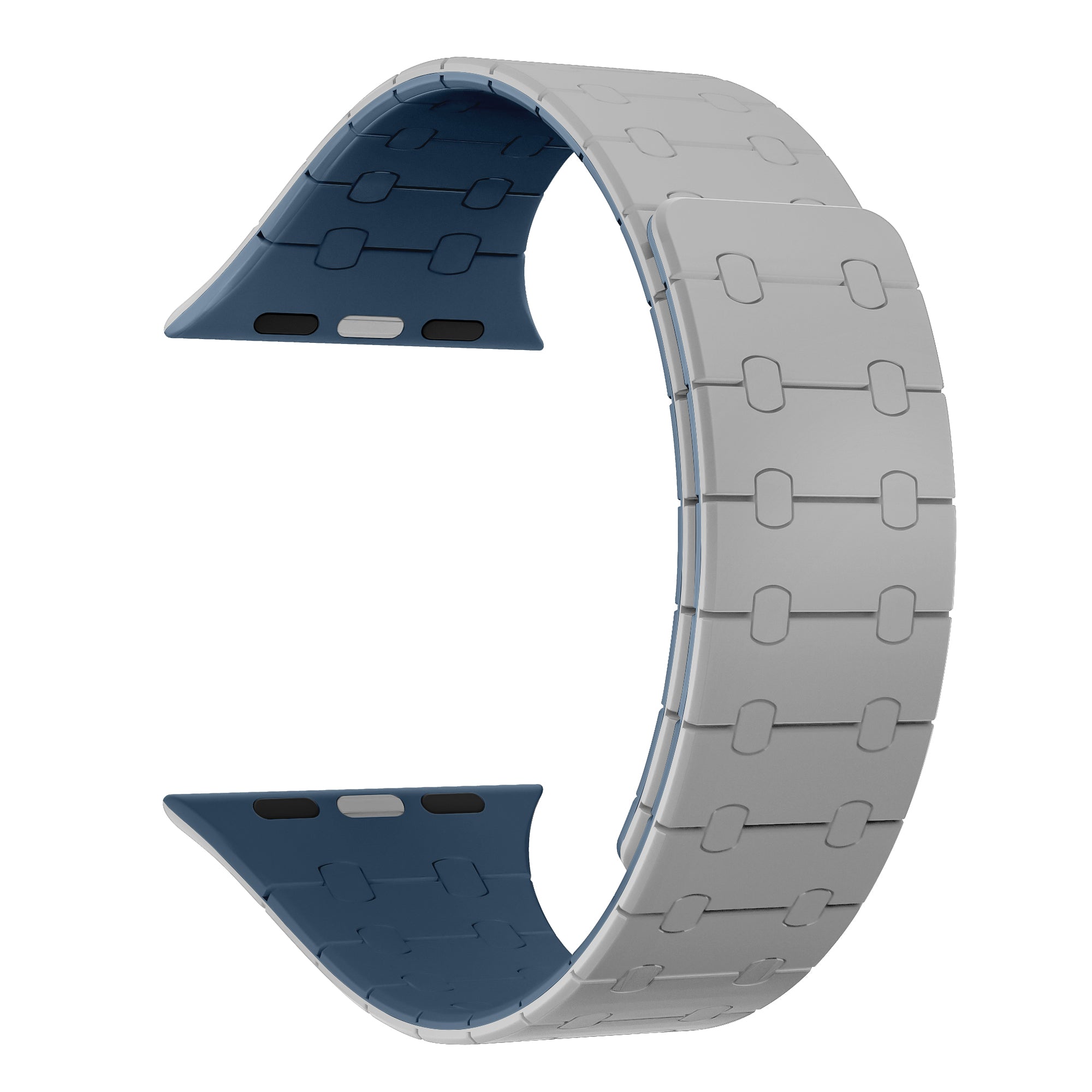 Bandeau magnétique en silicone For Apple Watch 42mm, 44mm, 45mm, 49mm Cloud Grey And Blue