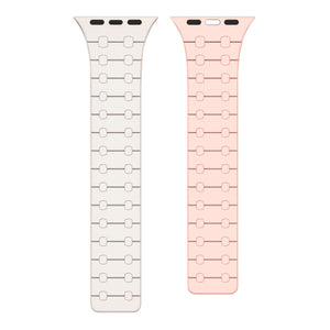 Rixus Bracelet silicone magnétique For Apple Watch 42mm, 44mm, 45mm, 49mm Blanc et Rose