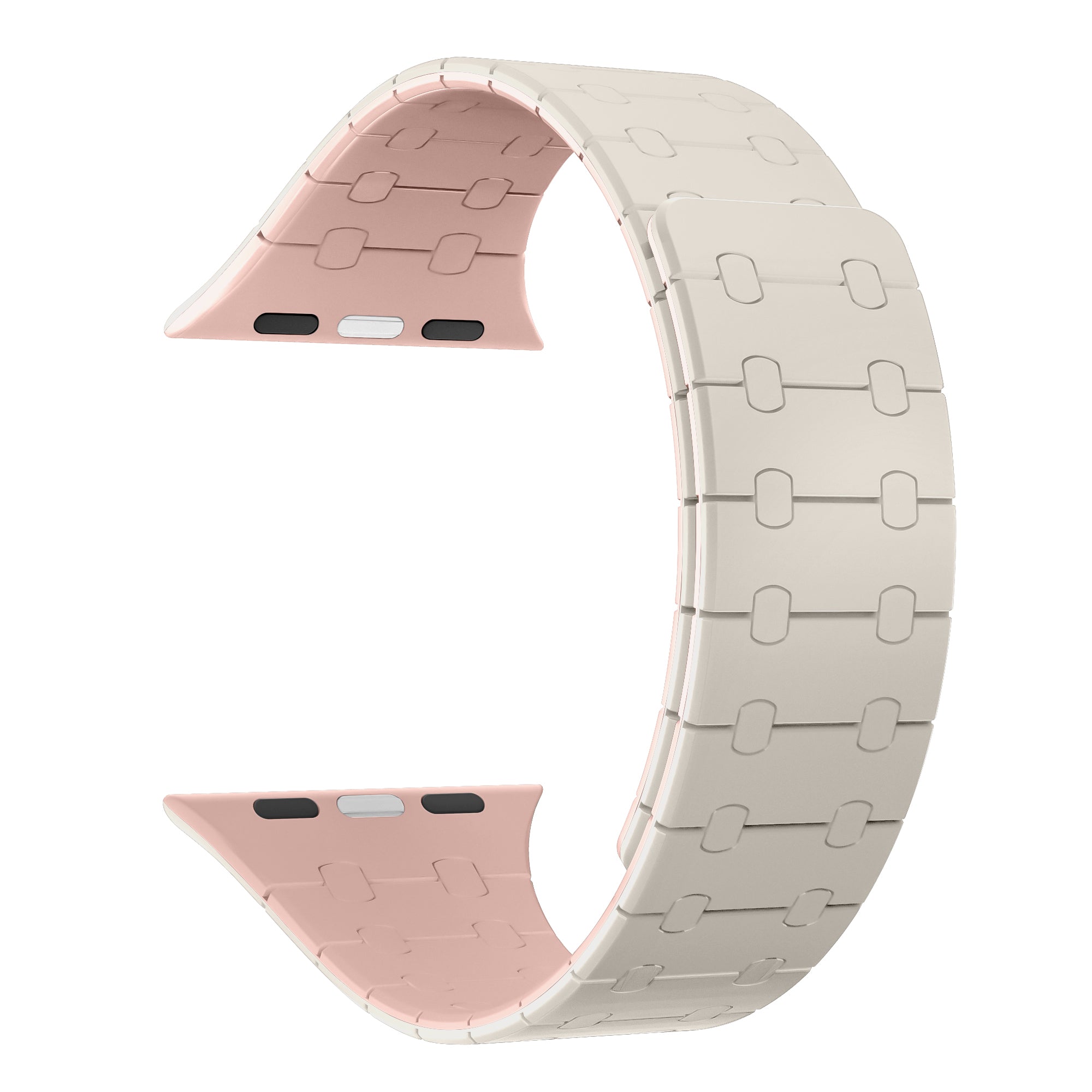 Rixus Bracelet silicone magnétique For Apple Watch 42mm, 44mm, 45mm, 49mm Blanc et Rose