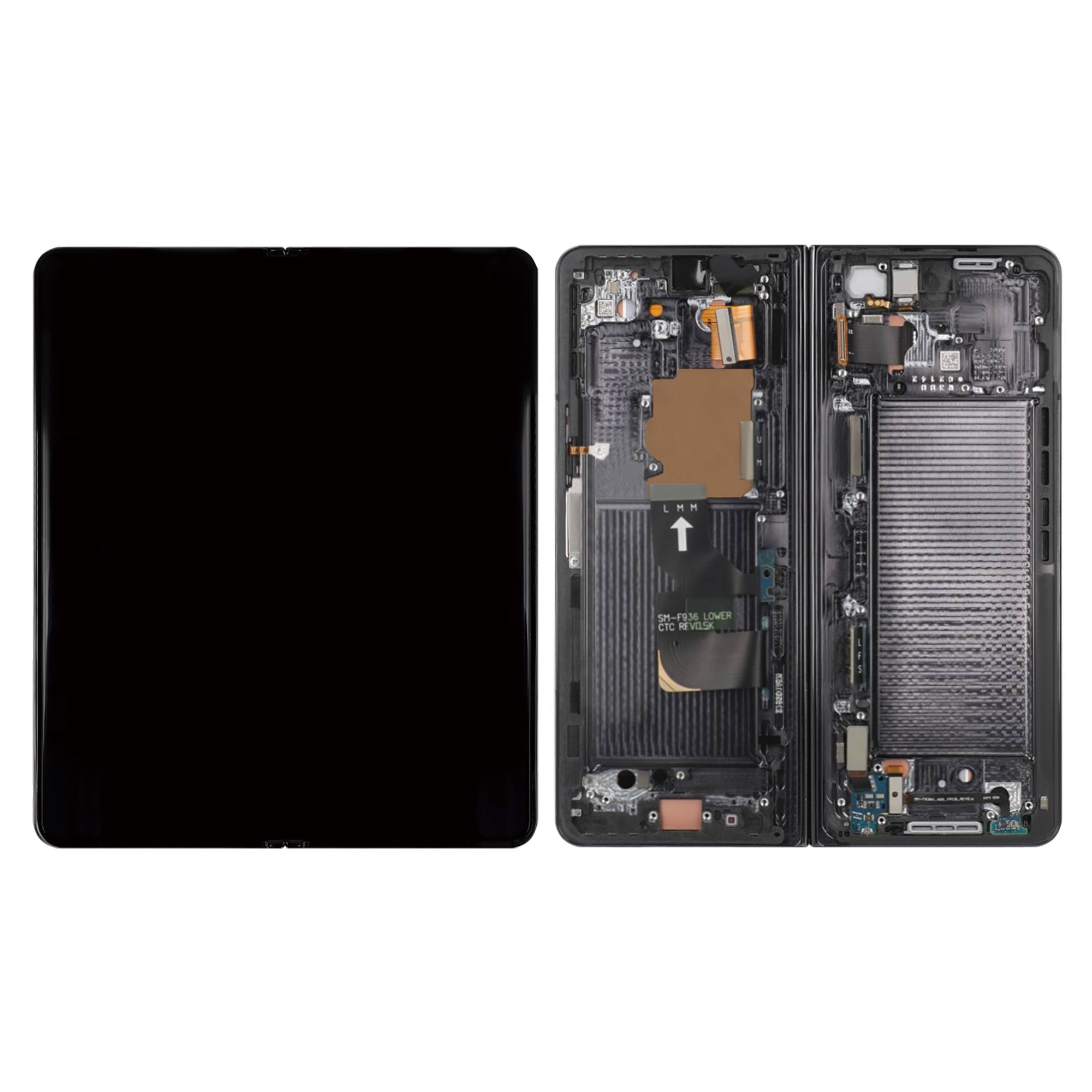 Samsung Galaxy Z Fold4 5G F936B Écran principal et numériseur avec cadre Phantom Black Service Pack