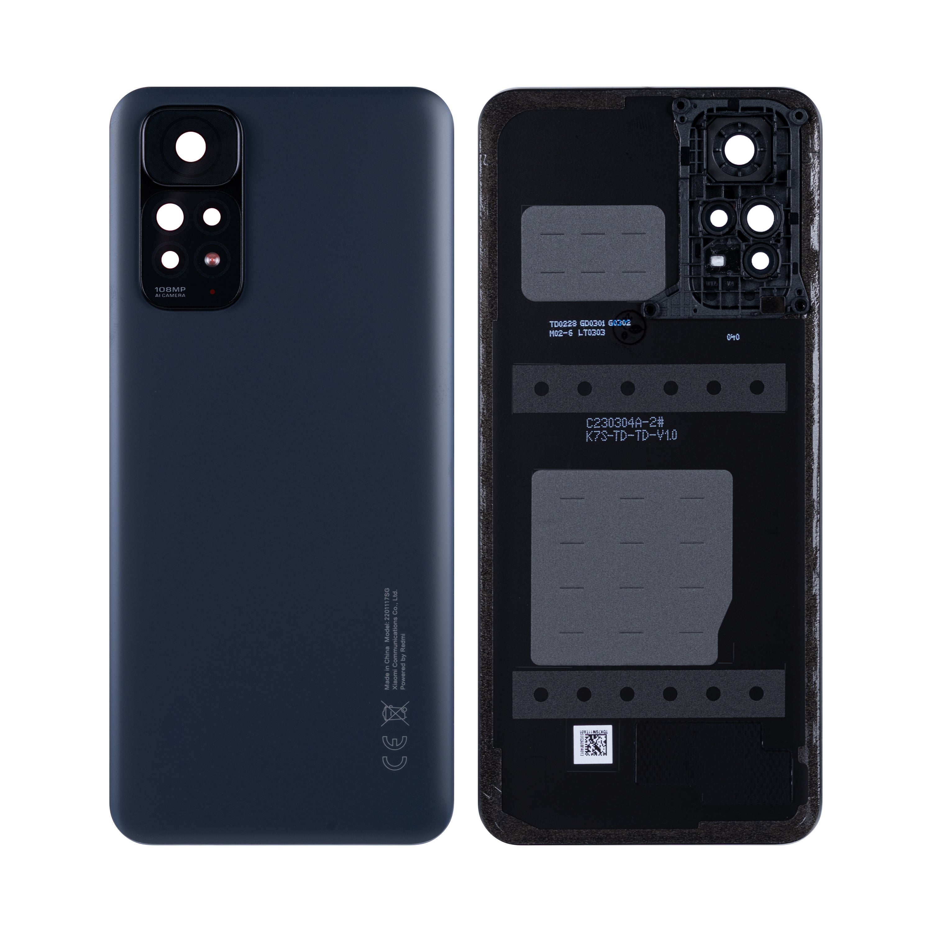 Coque arrière Xiaomi Redmi Note 11S avec objectif gris graphite d'origine