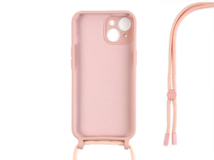 Rixus TPU Necklace Cord Cover For Apple iPhone 13 Mini Rose